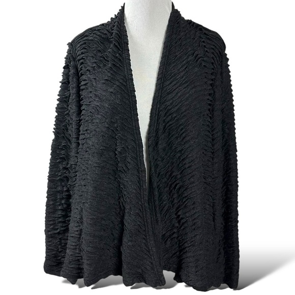 Cut Loose LagenLook Open Front Textured Cardigan Jacket in Black Size Large - Picture 1 of 7